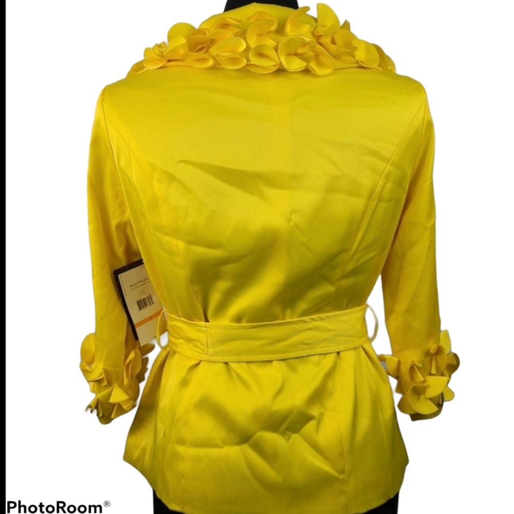 NWT Multiples Yellow 3/4 Sleeve Ruffle Collar S - Picture 2 of 10